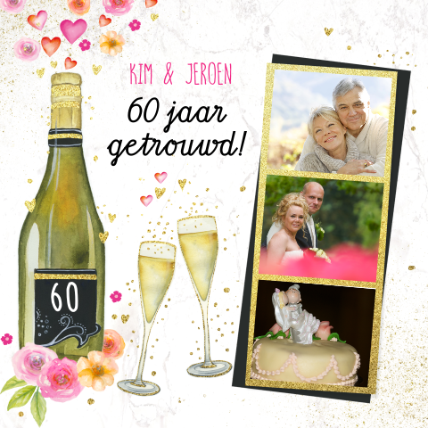 Uitnodiging 60 Jarig Huwelijksjubileum Met Champagne