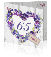 Wonderbaar 65-jaar-uitnodiging feest met paarse bloemetjes TM-15