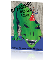 Beste Stoere uitnodiging voor een kinderfeestje met een t-rex dinosaurus IK-96