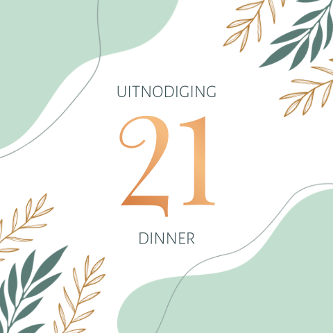 21 diner uitnodiging met abstracte vormen en foliedruk