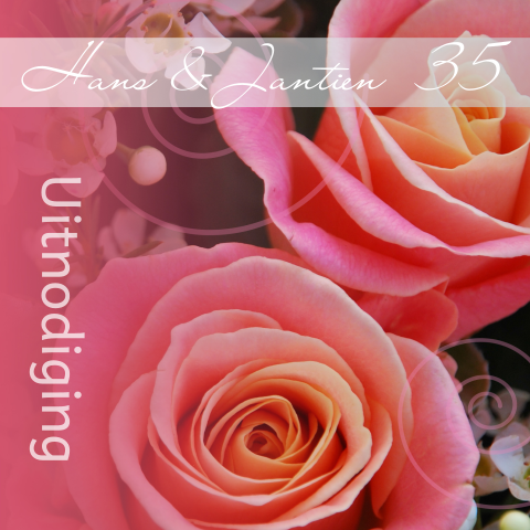 35 jaar getrouwd uitnodiging jubileum roze bloemen