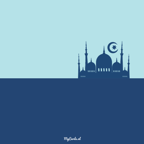 Arabisch geboorte kaartje jongen moskee met sterren in blauw