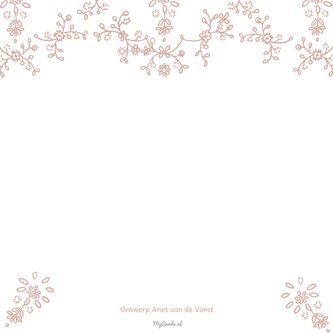 Arabische witte trouwkaart met parelmoer bruine bloemetjes