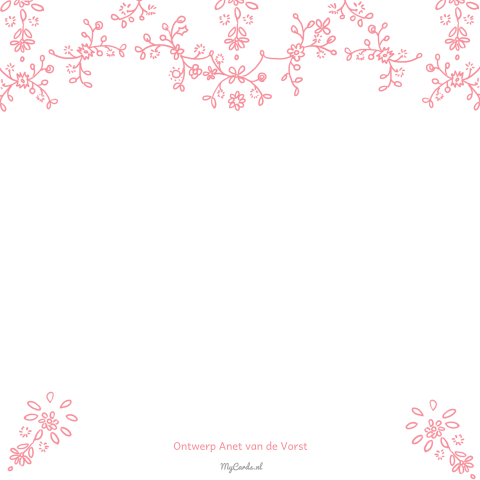 Arabische witte trouwkaart met roze bloemetjes
