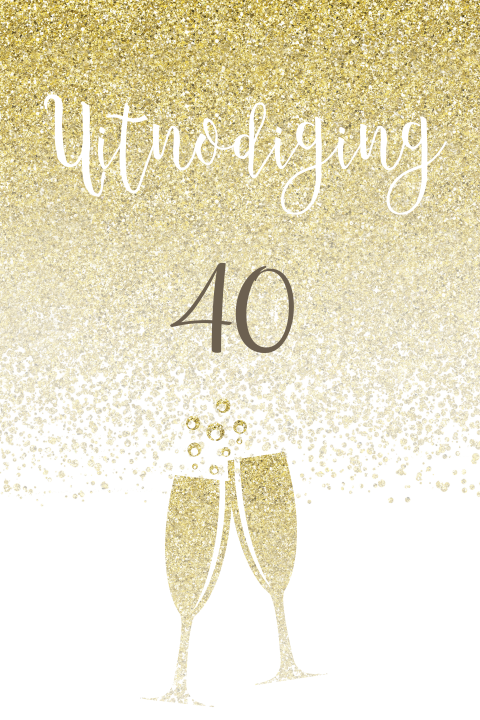 Uitnodiging 40e verjaardag met champagne glazen