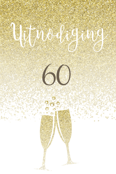 Uitnodiging 60e verjaardag met champagne glazen