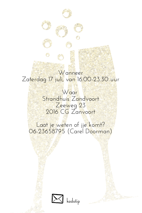 Uitnodiging 90e verjaardag met champagne glazen