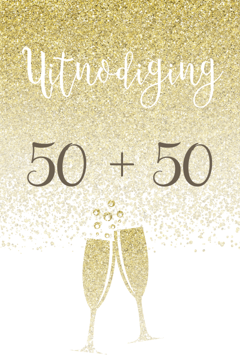 Uitnodiging samen 100 verjaardag met champagne glazen