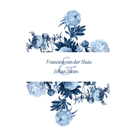Delfts blauwe botanische trouwkaart