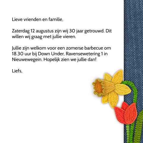 Algemene uitnodigingskaart voor 35 jaar feest met bloemen