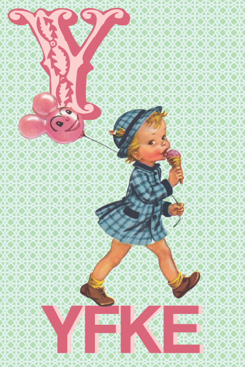 Geboortekaart retro alfabet op maat meisje met ballon