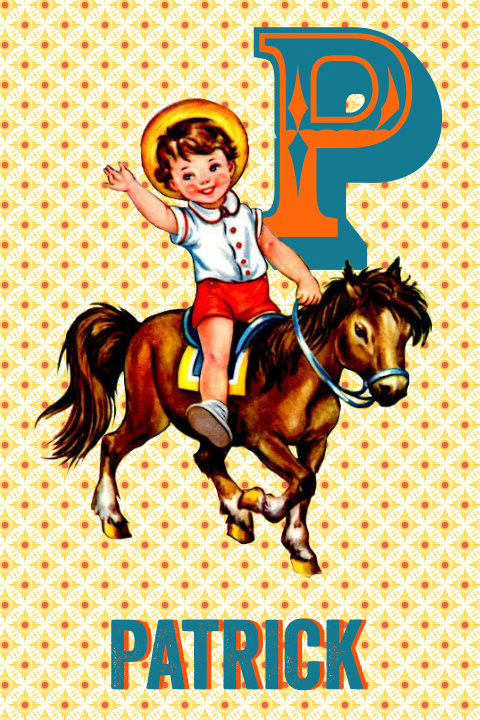 Geboortekaart retro alfabet op maat paard