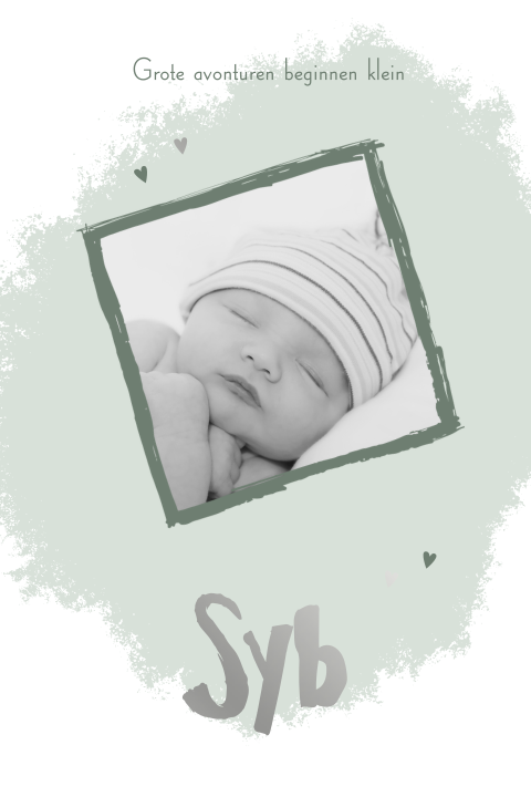 Geboortekaartje jongen foto met zilverfolie
