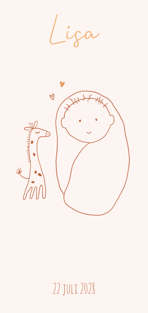 Geboortekaartje meisje baby en giraf