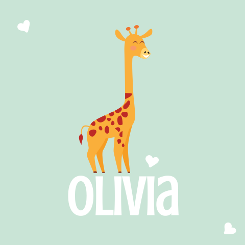 Geboortekaartje meisje met een cartoon giraffe