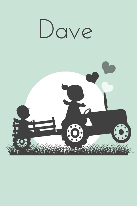 Geboortekaartje silhouet jongetje traktor grote zus 2e kindje