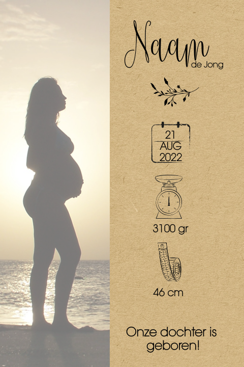Geboortekaartje voor een jongen of meisje met foto belly