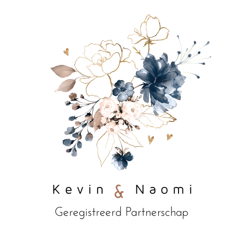 Geregistreerd partnerschap bloemen blauw en goud