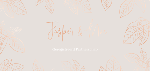 Geregistreerd partnerschap met bladeren in glimmend roséfolie
