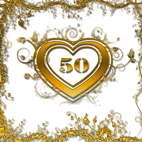 Goudkleurige uitnodiging voor 50-jarige jubileum