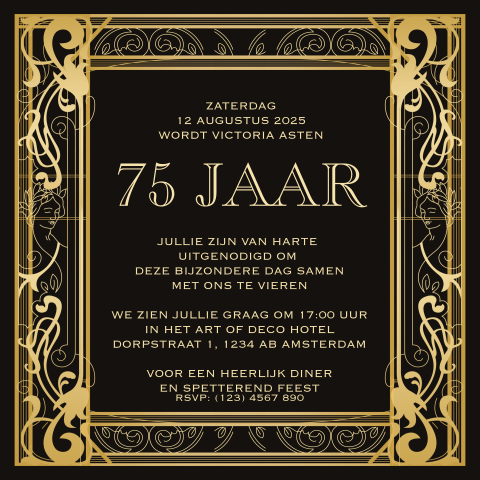 Great Gatsby uitnodiging 75e verjaardag
