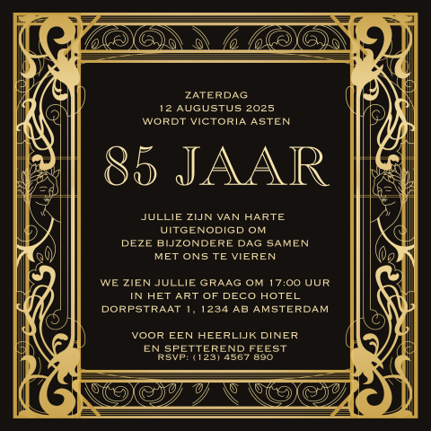 Great Gatsby uitnodiging 85e verjaardag