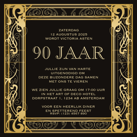 Great Gatsby uitnodiging 90e verjaardag
