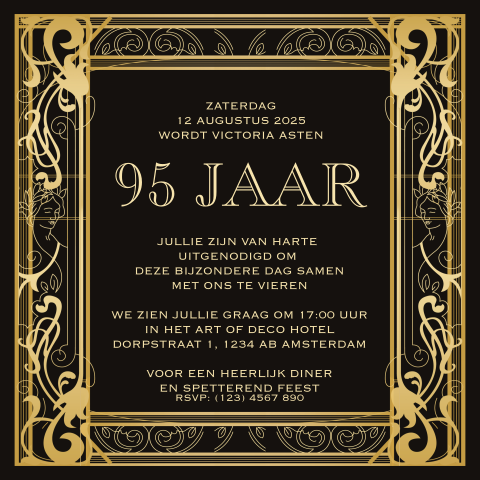 Great Gatsby uitnodiging 95e verjaardag