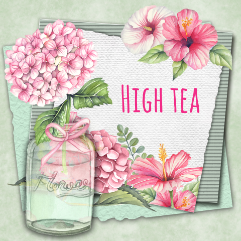 Uitnodiging high tea met hortensia