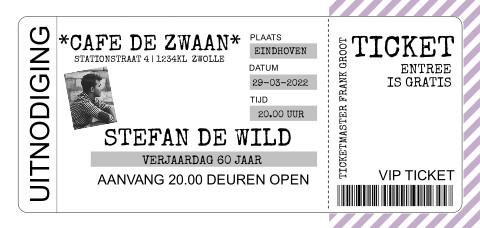 Hippe Uitnodiging 60e Verjaardag In Ticket Stijl
