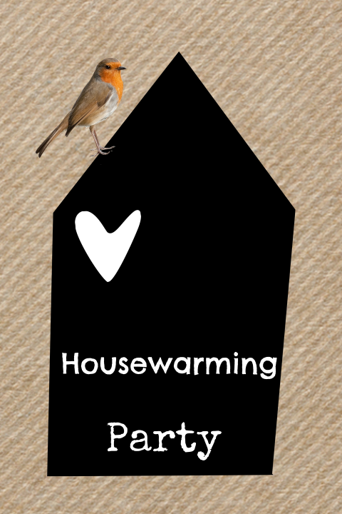 Uitnodiging housewarming met kraft print en vogel