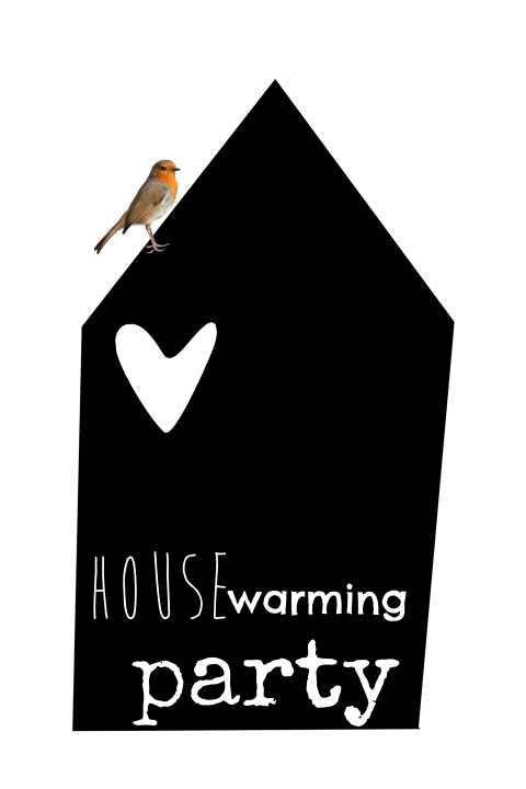 Housewarming uitnodigingskaart zwart wit met vogel