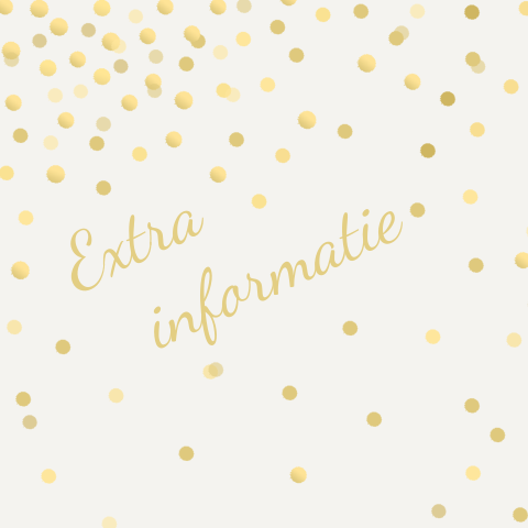 Inlegkaartje extra informatie met gouden confetti
