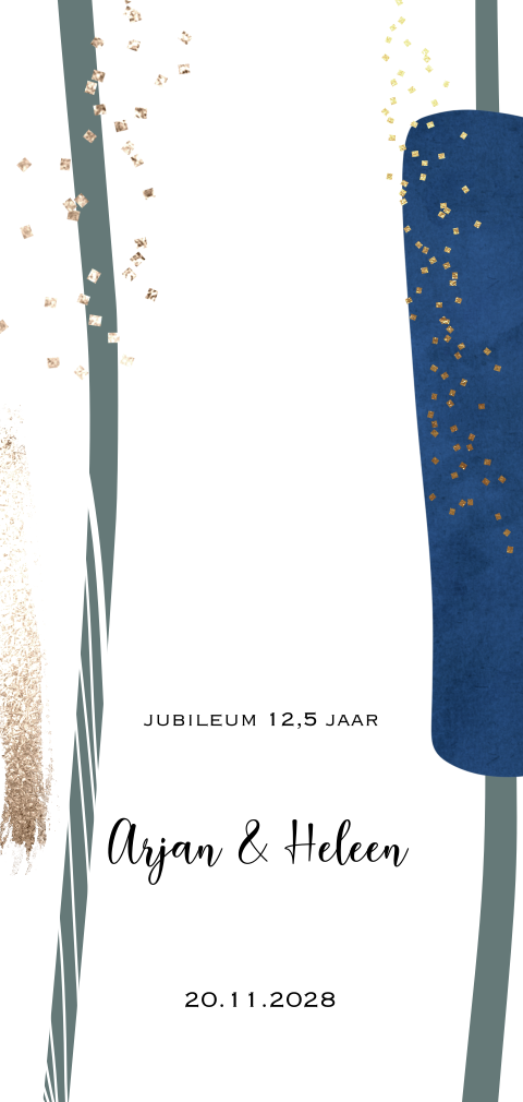 Jubileum 12,5 jaar abstract blauw groen en koper look