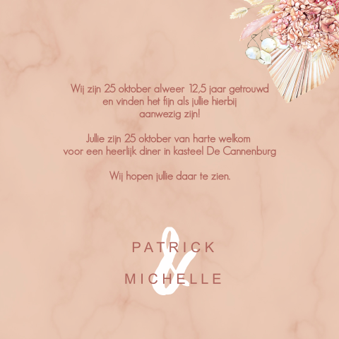 Jubileum 12,5 uitnodiging met hortensia bloemen