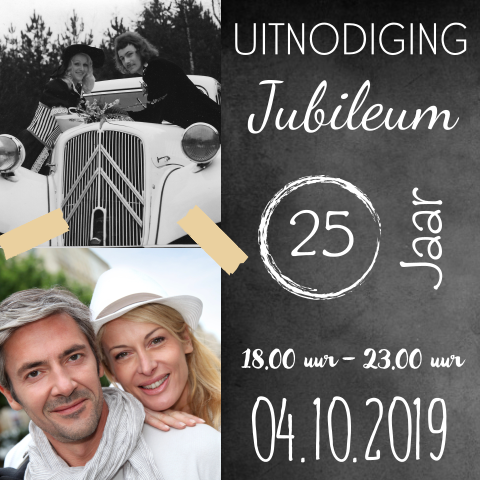 Jubileum 25 jaar getrouwd uitnodiging met ruimte eigen foto