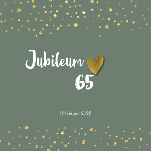 Jubileum 65 uitnodiging met spetters en gouden hart