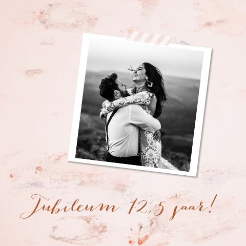 Jubileum uitnodiging 12,5 jaar marmerlook roze met foto
