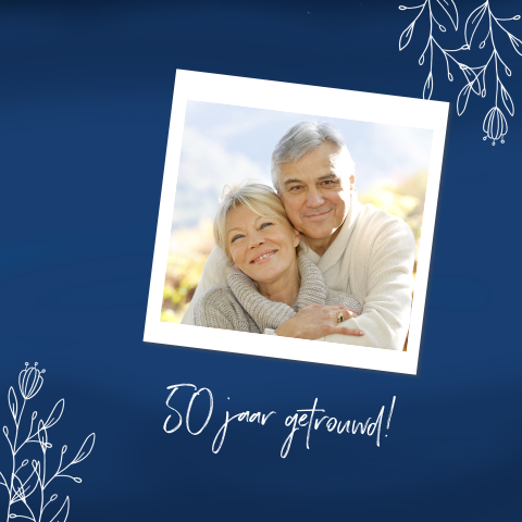 Jubileum uitnodiging 50 jaar getrouwd blauw