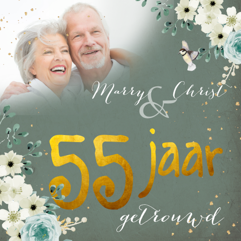 Jubileum uitnodiging 55 jaar getrouwd goud look