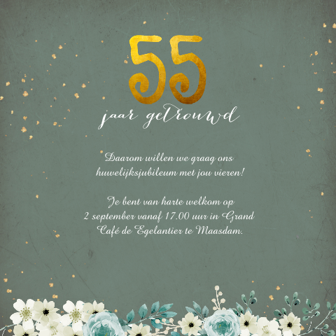 Jubileum uitnodiging 55 jaar getrouwd goud look