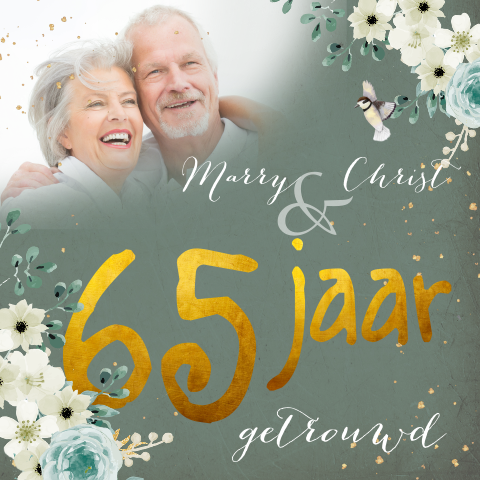Jubileum uitnodiging 65 jaar getrouwd goud look