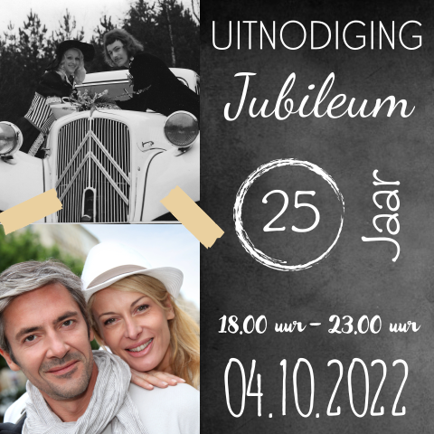Jubileum getrouwd uitnodiging met ruimte eigen foto
