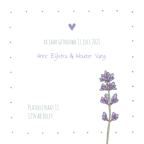 Jubileumkaart 10 jaar getrouwd met lavendel