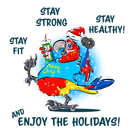 Kerstkaart cartoon parrot stay healthy
