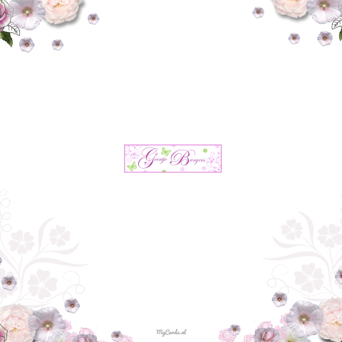 Trouwkaart met witte trouwauto en roze bloemen