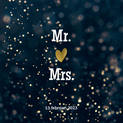 Luxe uitnodiging huwelijk  met goudkleurige confetti