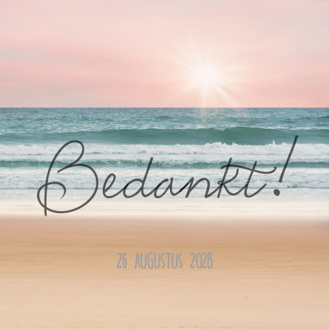 Modern bedankkaart met strand thema en foto