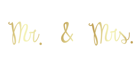 Hippe mr en mrs trouwkaart langwerpig met goud tinten en tijdlijn