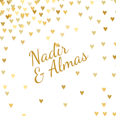 Originele arabische huwelijkskaart met gouden hartjes